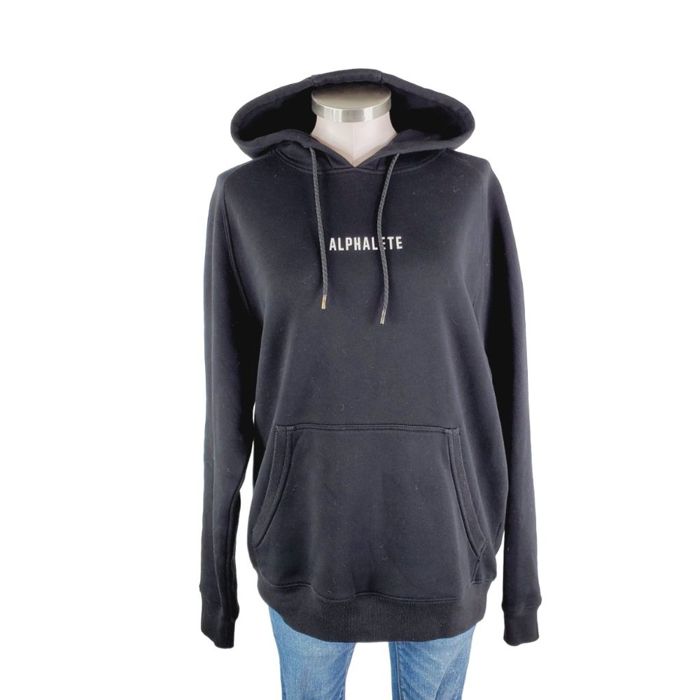 Alphalete Women's Black Cotton Blend Long Sleeve Pullover Hoodie Size Large